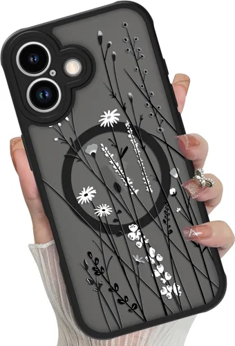 Vista 81 de Funda magnética para iPhone 17 Pro [compatible con MagSafe], bonita funda de moda con estampado de leopardo negro, translúcida, mate, parte trasera