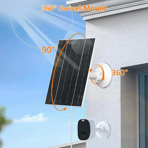 Vista 5 de Zivif Panel solar para cámara al aire libre, cargador de panel solar USB de 5 V compatible con cámara de batería recargable, cable de 9.8 pies, IP66