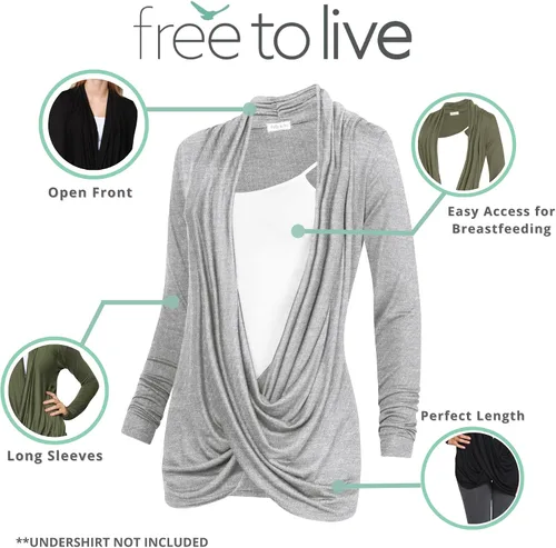 Vista 2 de Free to Live Suéter liviano entrecruzado para lactancia para la mujer