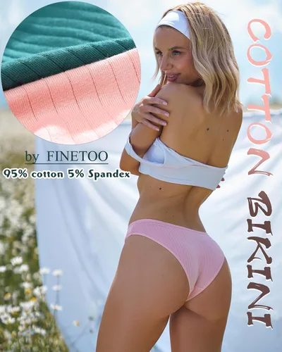 Vista 2 de FINETOO Paquete de 9 calzones de algodón para mujer, sexy, de tiro bajo, acanalados, hipster, transpirables, suaves, para mujer, atrevidos, S-XL