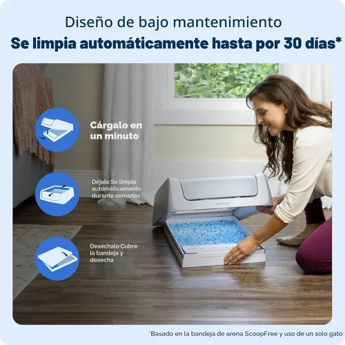 Vista 5 de Caja de arena para gatos PetSafe Legacy ScoopFree Crystal Pro autolimpiante automática - Caja de arena para gatos con entrada frontal, detección