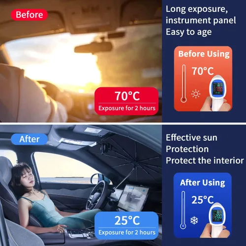 Vista 13 de Ajuste personalizado para parabrisas de Ford, sombrilla con bloqueo UV y mango flexible de rotación de 360° (para Ford F-150)