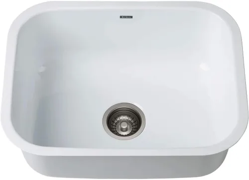Vista 8 de Kraus Pintura Fregadero de cocina de acero con esmalte porcelánico de 21 pulgadas, montura por debajo, cuenco simple, en blanco, KE1US21GWH