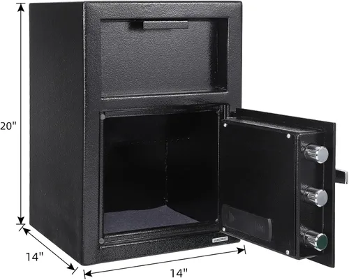 Vista 6 de Caja de seguridad de acero con teclado electrónico, depósito digital, caja fuerte para el hogar con sistema de alarma, caja fuerte y caja