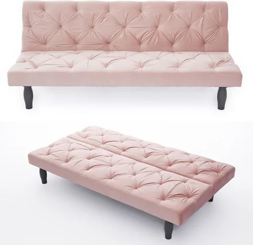 Vista 9 de Sofá cama tipo futón, moderno, tapizado, plegable, para sala de estar compacta, sofá reclinable de tela, para apartamentos pequeños, espacios