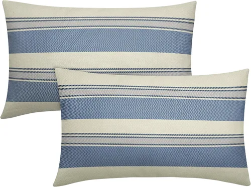 Vista 47 de Juego de 2 fundas de almohada a rayas negras y marrones de 16 x 16 pulgadas, diseño de rayas bohemias con estampado de rayas color crema, fundas
