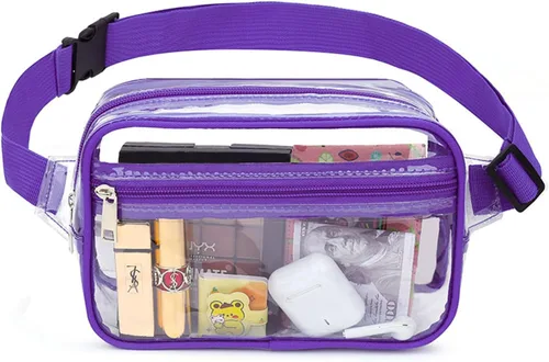 Vista 2 de BEUTEY Riñonera transparente aprobada para estadios, bolsa transparente para mujeres y hombres, pequeña bolsa cruzada transparente aprobada
