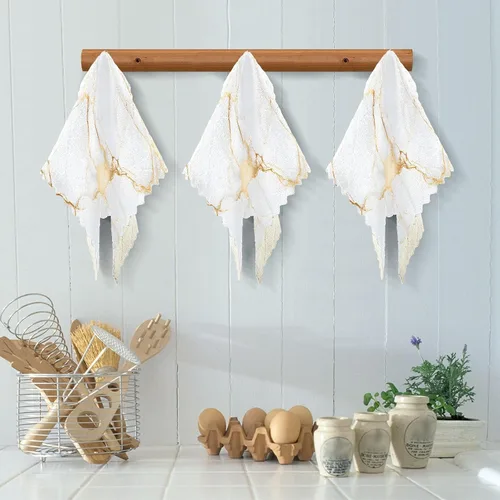 Vista 6 de Paquete de 6 paños de cocina de arte abstracto de mármol dorado para secar platos, paños de limpieza absorbentes, paños reutilizables para cocina
