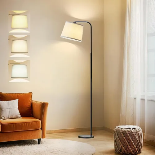 Vista 9 de Lámpara de pie AKASUKI para sala de estar con 3 temperaturas de color, lámpara de pie con interruptor de pie para sala de estar, dormitorio