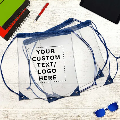 Vista 7 de DISCOUNT PROMOS Mochilas de plástico con cordón, - Personalizado - Azul, Cordón