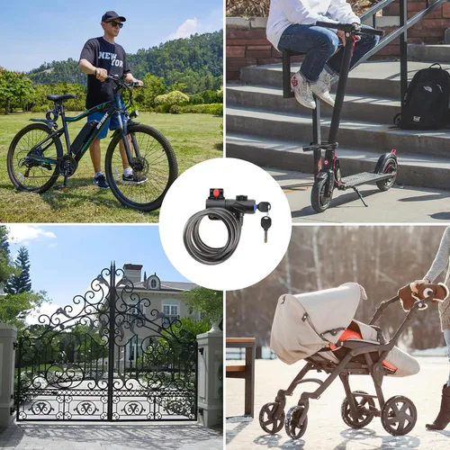 Vista 6 de Gotrax LockGuard - Cerraduras para scooter, cable de bloqueo de bicicleta de 4 pies, cerradura de bicicleta antirrobo resistente con soporte