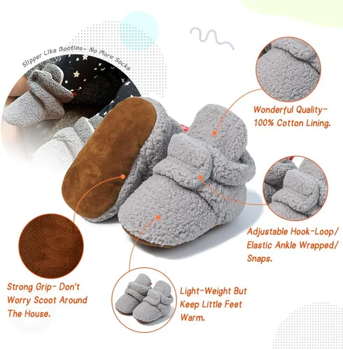 Vista 103 de Sawimlgy - Botines de algodón antideslizantes para recién nacido, con agarre, para cuna o para el invierno