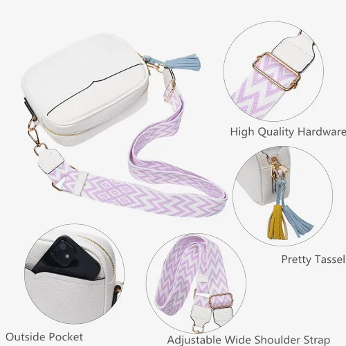 Vista 2 de Bolsos cruzados pequeños para mujer, con correa de guitarra, bolso cruzado de cuero