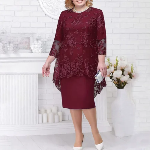 Vista 2 de Moda de primavera para mujer 2023, vestido de dos piezas con bordado de encaje de moda casual para mujer