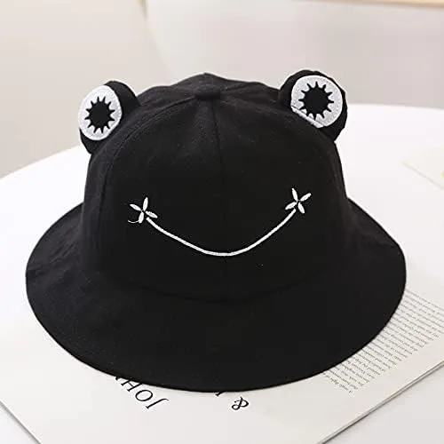 Vista 2 de Jiuhong Sombrero de pescador de rana para adultos, sombrero de pescador para adultos, adolescentes, ala ancha, gorra de pescador de playa