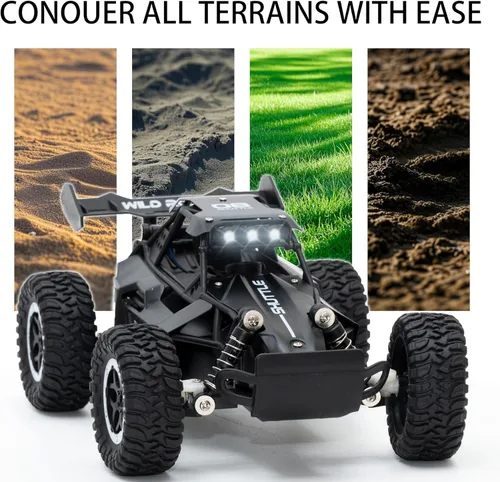 Vista 4 de Coche de control remoto RC Cars 1:16 All Terrain Monster Truck LED, 2WD Off Road Hobby RC 2.4GHz de alta velocidad, 20 Km/h RC Car Juguetes Regalo