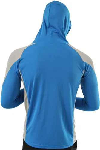 Vista 4 de ygqzm - Ropa de pesca transpirable con protección solar para hombre, de secado rápido, de manga larga, con capucha (color azul, talla L)