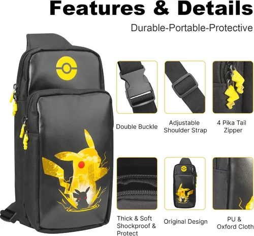 Vista 4 de Tangaroa Bolsa de interruptor para SwitchSwitch OLED - Accesorios de interruptor Bolsa cruzada de viaje - Mochila portátil (oscuro)