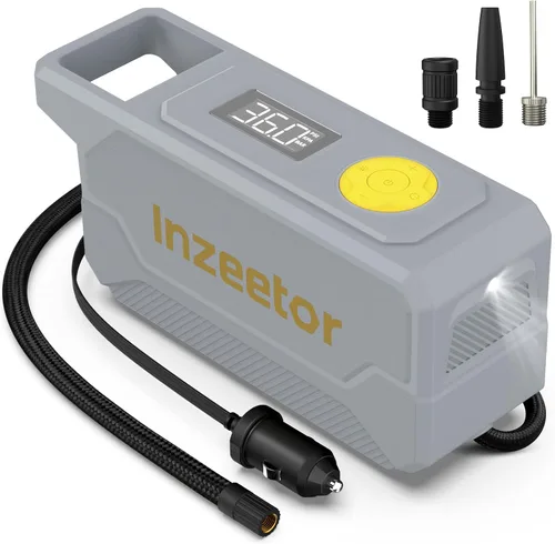 Vista 10 de Compresor de aire portátil con inflador de neumáticos de 150 PSI con presión digital, morado Bomba de aire de apagado automático de 12V DC Luz LED