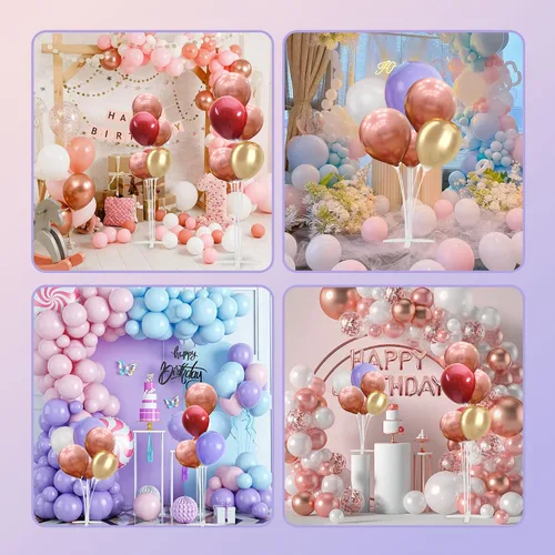 Vista 5 de Kit de soporte para globos, soporte transparente para mesa de cumpleaños, baby shower, decoraciones de fiesta de graduación (soporte cruzado)