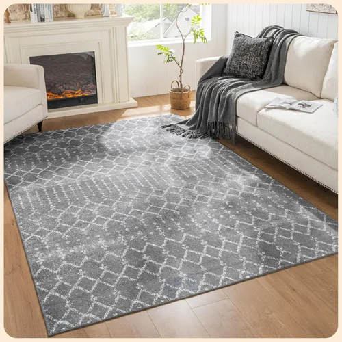Vista 177 de Istana Alfombra larga antideslizante de 2.5 x 8 para el hogar, para pasillo y cocina, lavable, sedosa y suave al tacto, elegante, color azul y marfil