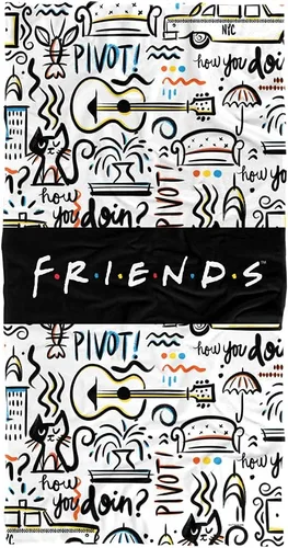 Vista 10 de LOGOVISION Toalla de playa con licencia oficial de Friends Food Pattern de 30 x 60 pulgadas