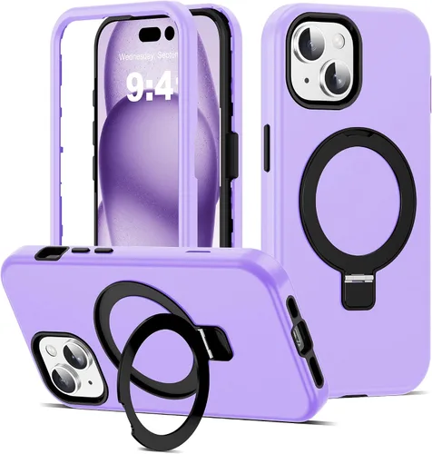 Vista 52 de Funda compatible con iPhone 13 y 14 de 6.1 pulgadas con soporte de anillo magnético [protección militar contra caídas] [compatible con Mag-Safe]