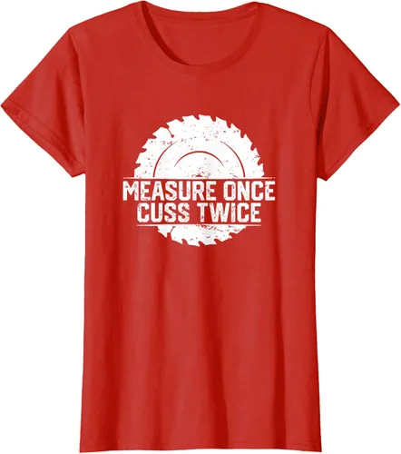 Vista 50 de Measure Once Cuss Twice, divertida camiseta de regalo para carpintería, Negro, S