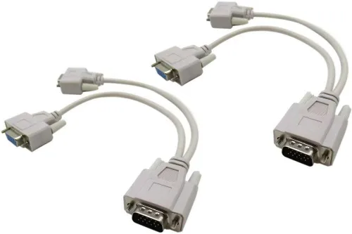 Vista 2 de USonline911 2 unids VGA SVGA 1 PC a 2 Monitores macho a 2 hembra dual Y adaptador divisor cable 15 PIN