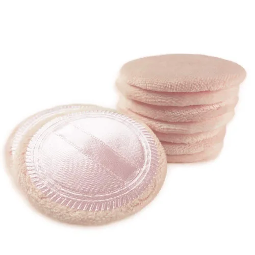Vista 6 de 10 piezas de almohadillas de algodón para maquillaje en polvo con cinta LOOKSEVEN, para polvo suelto y base, 6 cm (Beige)