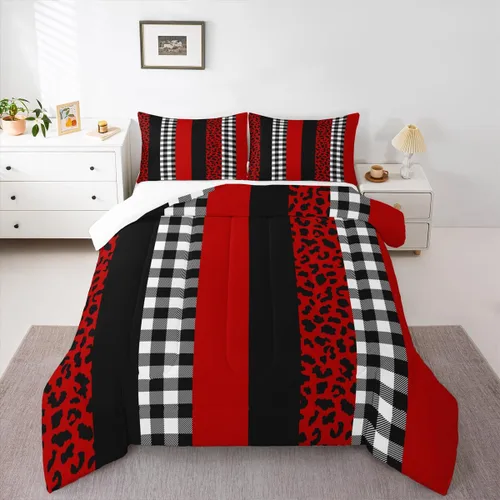 Vista 5 de Juego de edredón con estampado de leopardo para niños, tamaño individual, juego de ropa de cama de moda de piel de guepardo abstracto, decoración