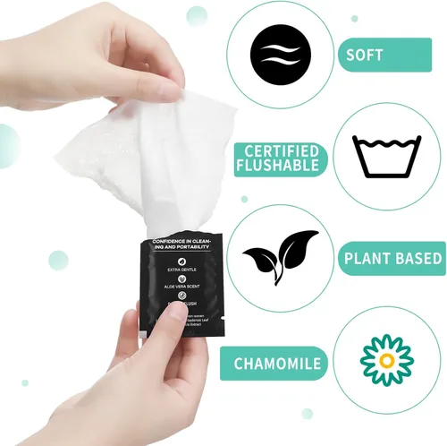 Vista 4 de 400 piezas de toallitas húmedas para el trasero para mujeres, toallitas envueltas individualmente para mujeres, hombres, viajes, limpieza de manos