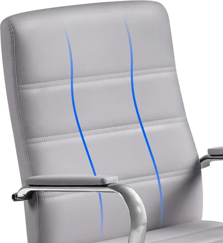 Vista 7 de Yaheetech Silla de oficina Exectuive de 2 piezas, altura ajustable, giratoria, de piel sintética, silla de escritorio para el hogar con brazos, claro