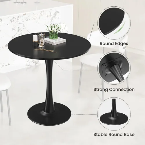 Vista 4 de Farini Mesa de comedor redonda pequeña para 2-4 personas, mesa de madera de 31.5 pulgadas con base de metal, mesa compacta de cocina y desayuno
