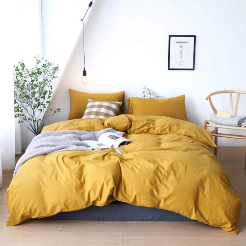 Vista 26 de DONEUS Juego de funda de edredón a cuadros 100% algodón lavado como lino súper suave y cómodo, juego de ropa de cama de 3 piezas a cuadros negros