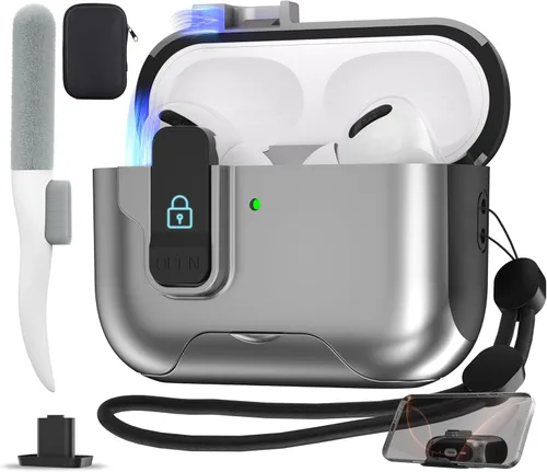 Vista 17 de Maxjoy Funda protectora para AirPods Pro 3 con kit de limpieza, funda rígida militar con bloqueo que absorbe los golpes, azul oscuro