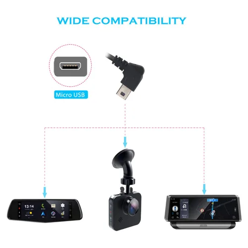Vista 6 de Kit de cable duro para cámara de salpicadero, kit de cable duro micro USB para cámara de salpicadero, Plozoe de 12 V-24 V a 5 V, cable