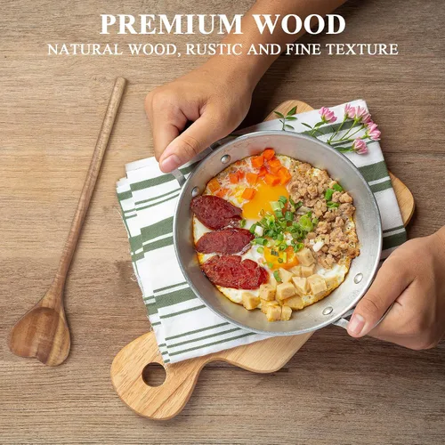 Vista 7 de CALLARON Cuchara de madera con forma de corazón, cuchara de servir de mango largo de 11 pulgadas, cucharas con forma de amor para postre, sopa