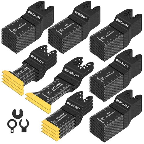 Vista 10 de 100 cuchillas oscilantes multiherramienta de titanio, cuchillas de sierra oscilantes universales para uñas de metal, madera y plástico, kits