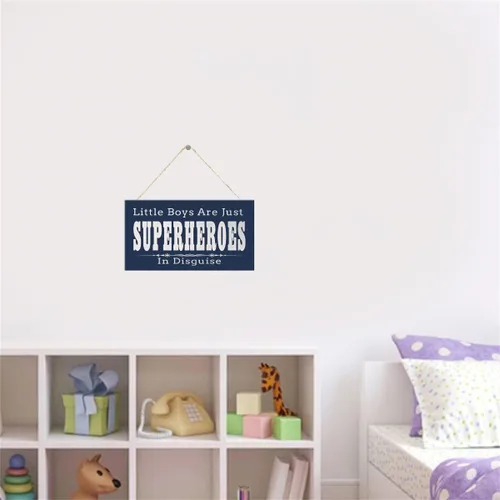 Vista 4 de SU-G038 - Placa decorativa para habitación de niños Little Boys are Just Superheroes in Disguise, Superheroes (SU-G038)