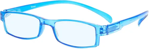 Vista 17 de Calabria 762 Gafas de lectura colgantes alrededor del cuello, lentes azules o transparentes, para hombres y mujeres, duraderos y modernos, patillas