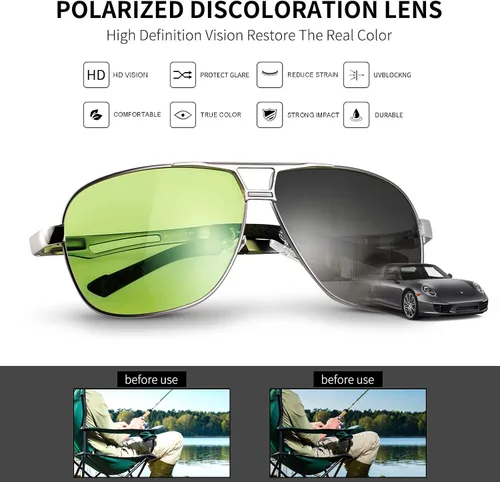 Vista 3 de K.LAVER Gafas de sol fotocrómicas polarizadas para hombres y mujeres gafas de visión nocturna para conducir ciclismo UV400 transición sombras