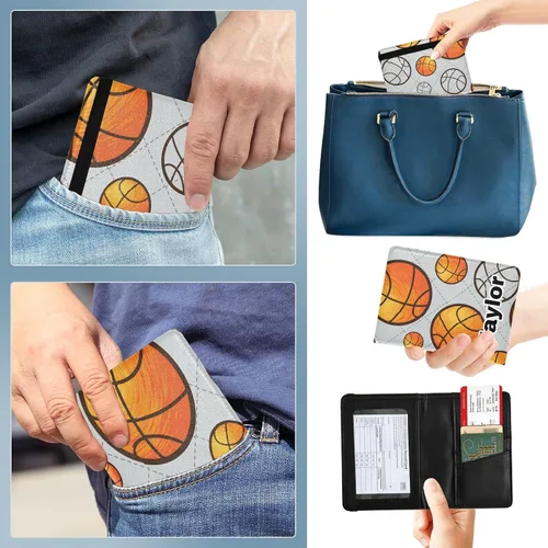 Vista 4 de Combo de portatarjetas y pasaporte de baloncesto personalizado con tarjetero con tarjetero de tarjeta de crédito, soporte para pasaporte