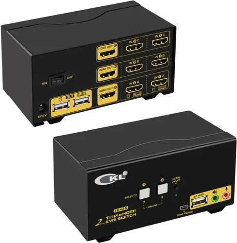 Vista 10 de HDMI KVM 2 puertos 4K 30Hz Dual Monitor Extended Display (CKL-922HUA)