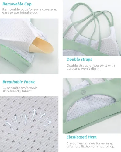 Vista 190 de Brasieres deportivos para mujer, con relleno, tipo camiseta sin mangas, sexis, con espalda cruzada, de alto impacto, largos, ideales para practicar