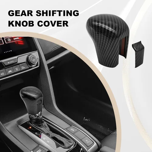 Vista 5 de Funda de Decoración de Cambio Negra para Transmisión Automática, Accesorios de Adorno para Palanca de Cambio Compatible con Honda Civic de 10ª