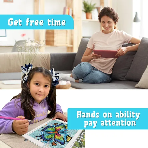 Vista 2 de Libfx Kits de arte de diamantes para niños, 4 piezas de arte de diamantes para niñas, niños, principiantes, artes y manualidades para niños de 8 a