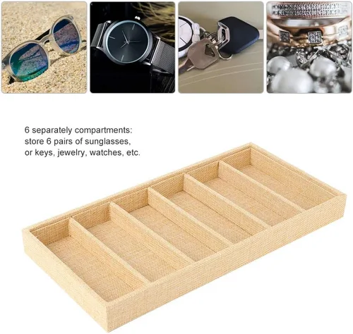 Vista 2 de Jopwkuin sunglass storage cvenient 38×19×4 6 grids sunglasses display box jewelery display organizer tray