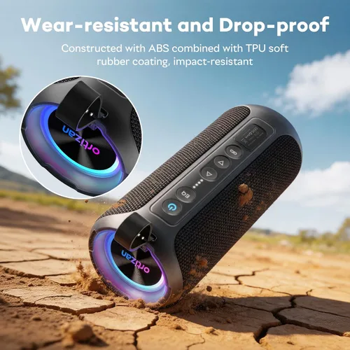 Vista 3 de Ortizan Altavoz Bluetooth portátil inalámbrico (2.ª generación), sonido fuerte de 40 W y graves profundos, 30 horas de reproducción, IPX7