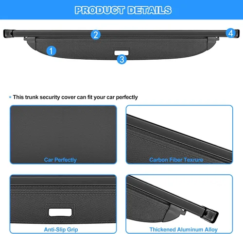 Vista 68 de AUXKO - Cubierta de carga retráctil para Lincoln MKX 2018-2016, cubierta de equipaje de maletero con protección de sombra para Lincoln Nautilus